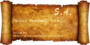 Spicz Annamária névjegykártya
